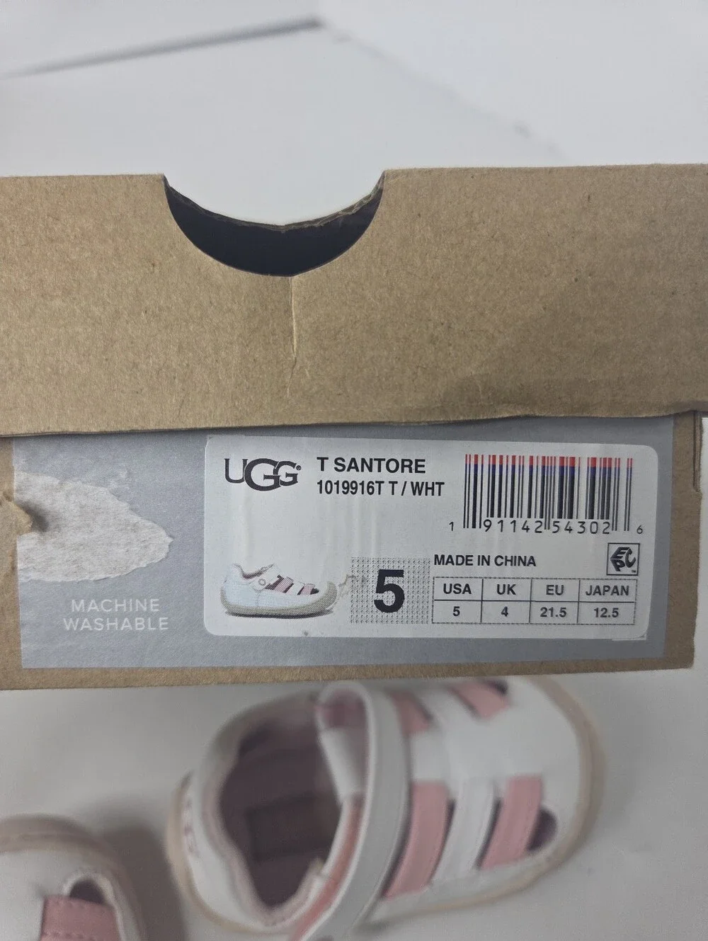UGG Santore Toddler White Fisherman Sandal Size 5